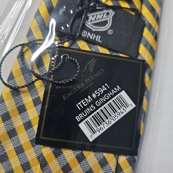 Boston Bruins Tie NHL Hockey Neckties Gingham Licensed Men's Neck Ties NWT NEW - Picture 4 of 4